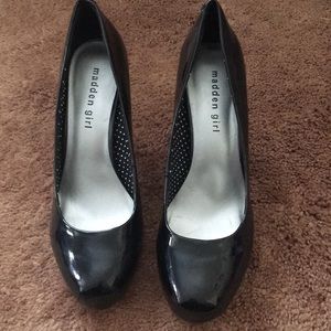 Black patent leather heels